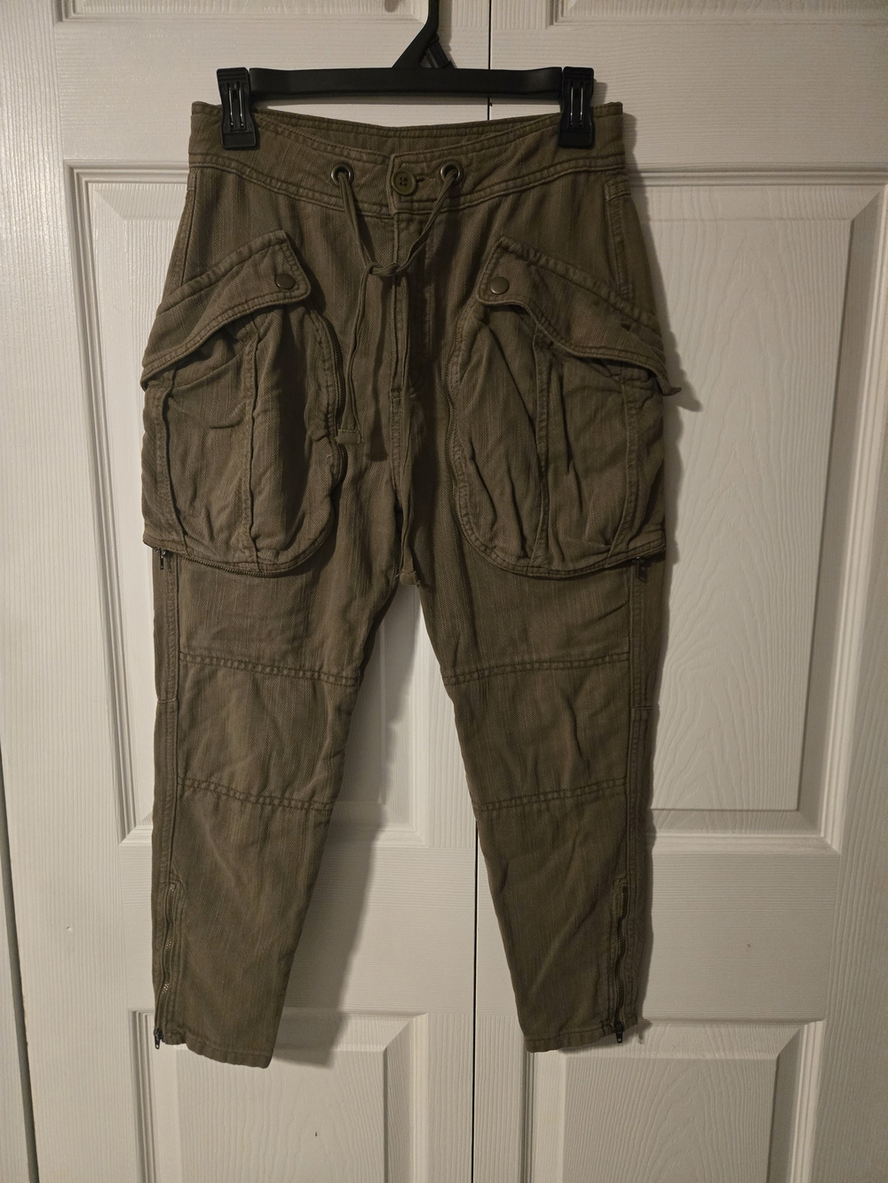 Free People Olive Green Cargo Ankle Pants